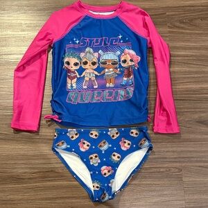 L.O.L. Surprise! Style Queens Rashguard Swimsuit - Pink and Blue